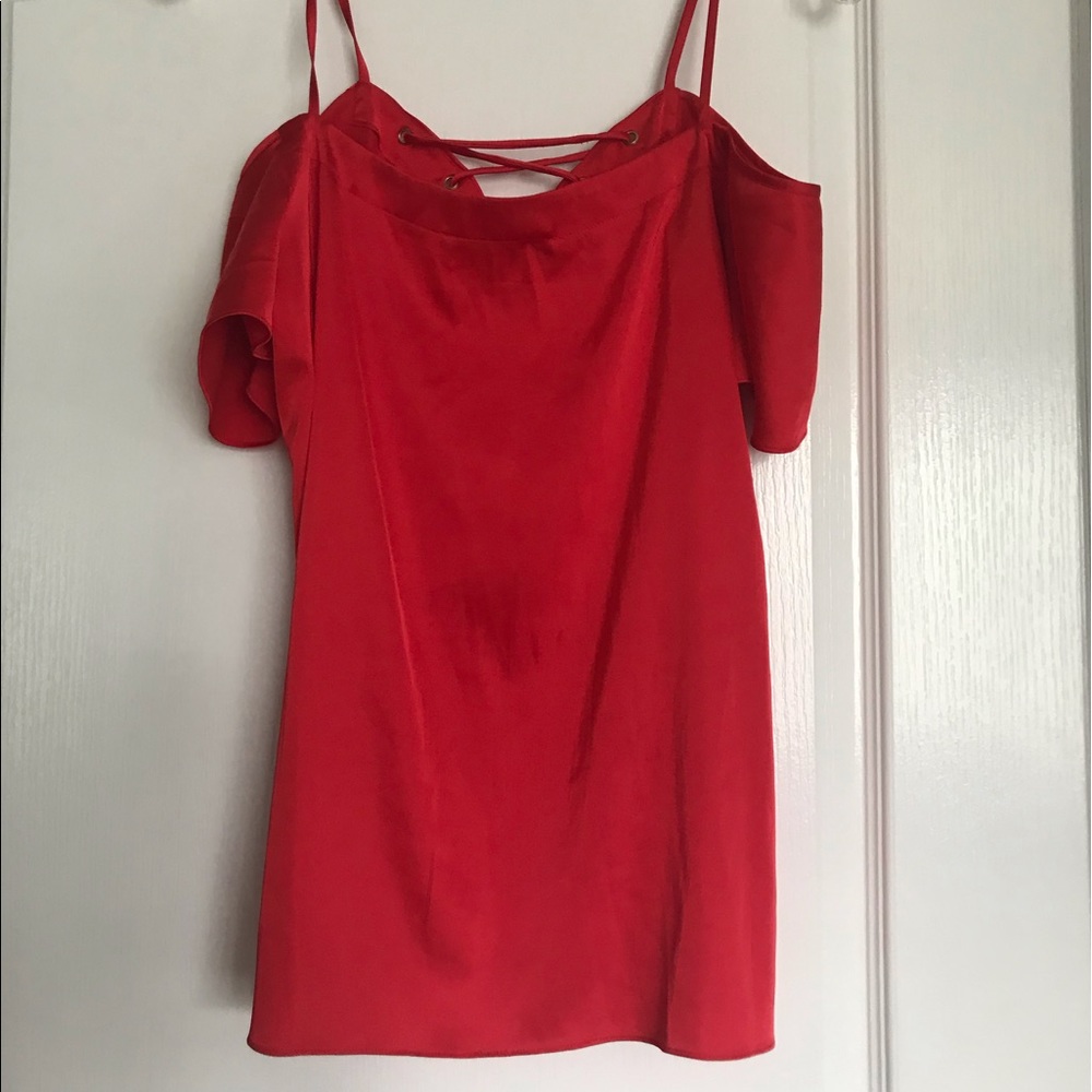 Sz 6 red off the shoulder blouse.